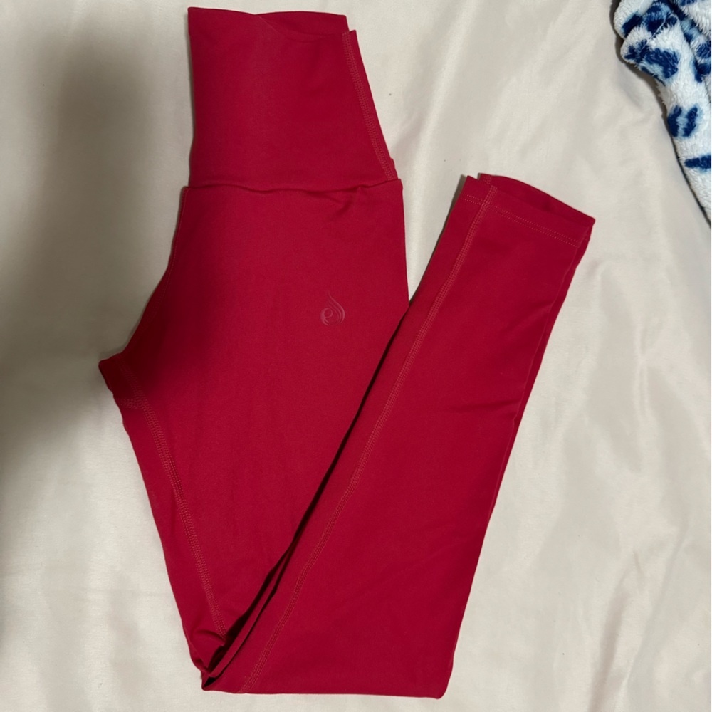 Red high rise full length leggings